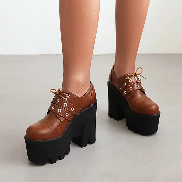 Women's Thick Sole Hollow Out Platform Chunky High Heel