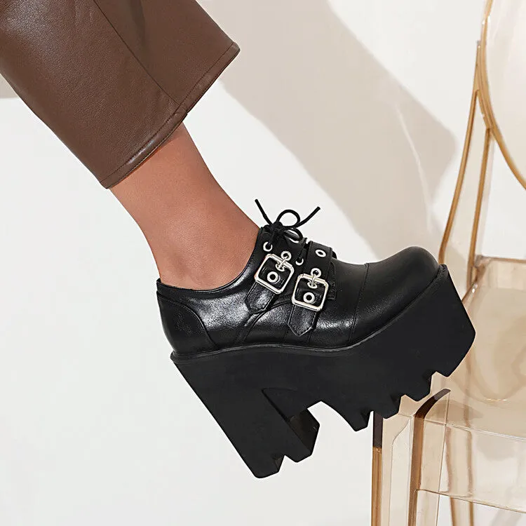 Women's Thick Sole Hollow Out Platform Chunky High Heel