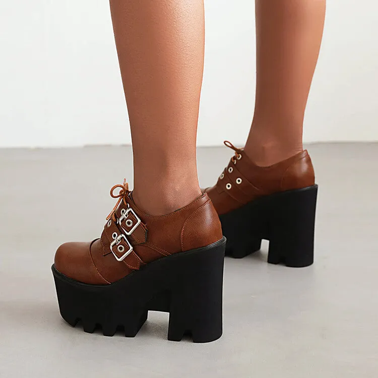 Women's Thick Sole Hollow Out Platform Chunky High Heel